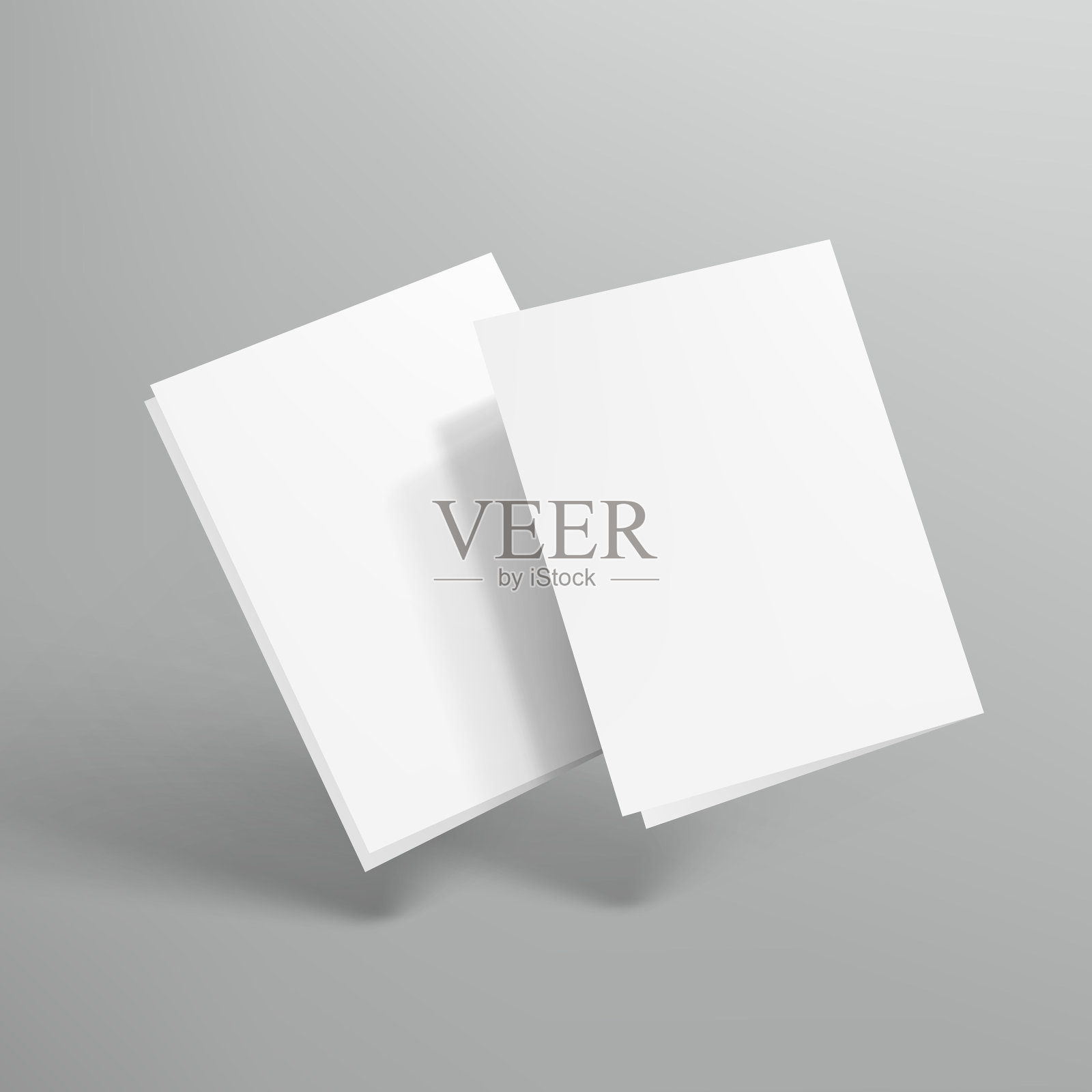空白半折纸飞在灰色背景设计模板素材