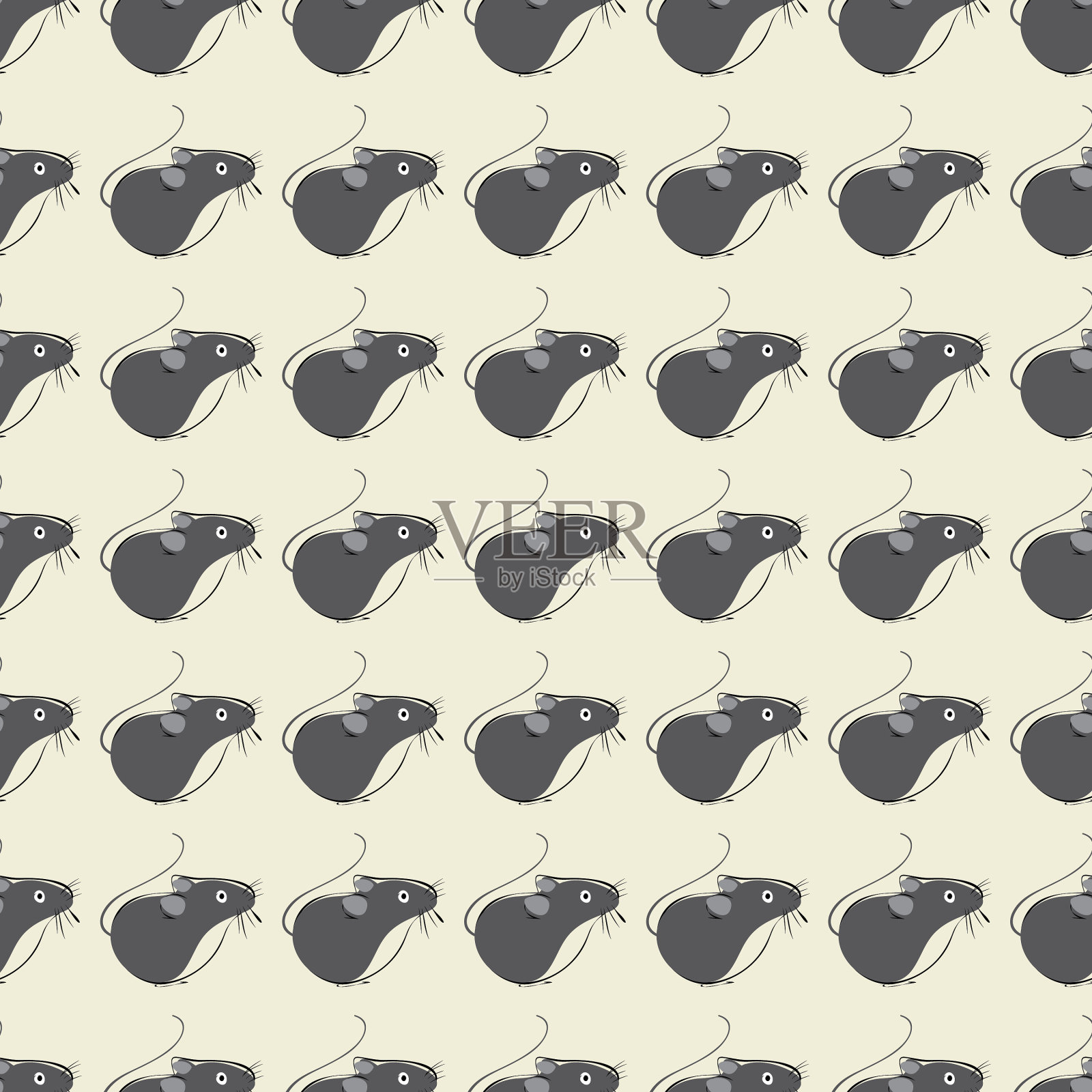 无缝模式与黑老鼠插画图片素材