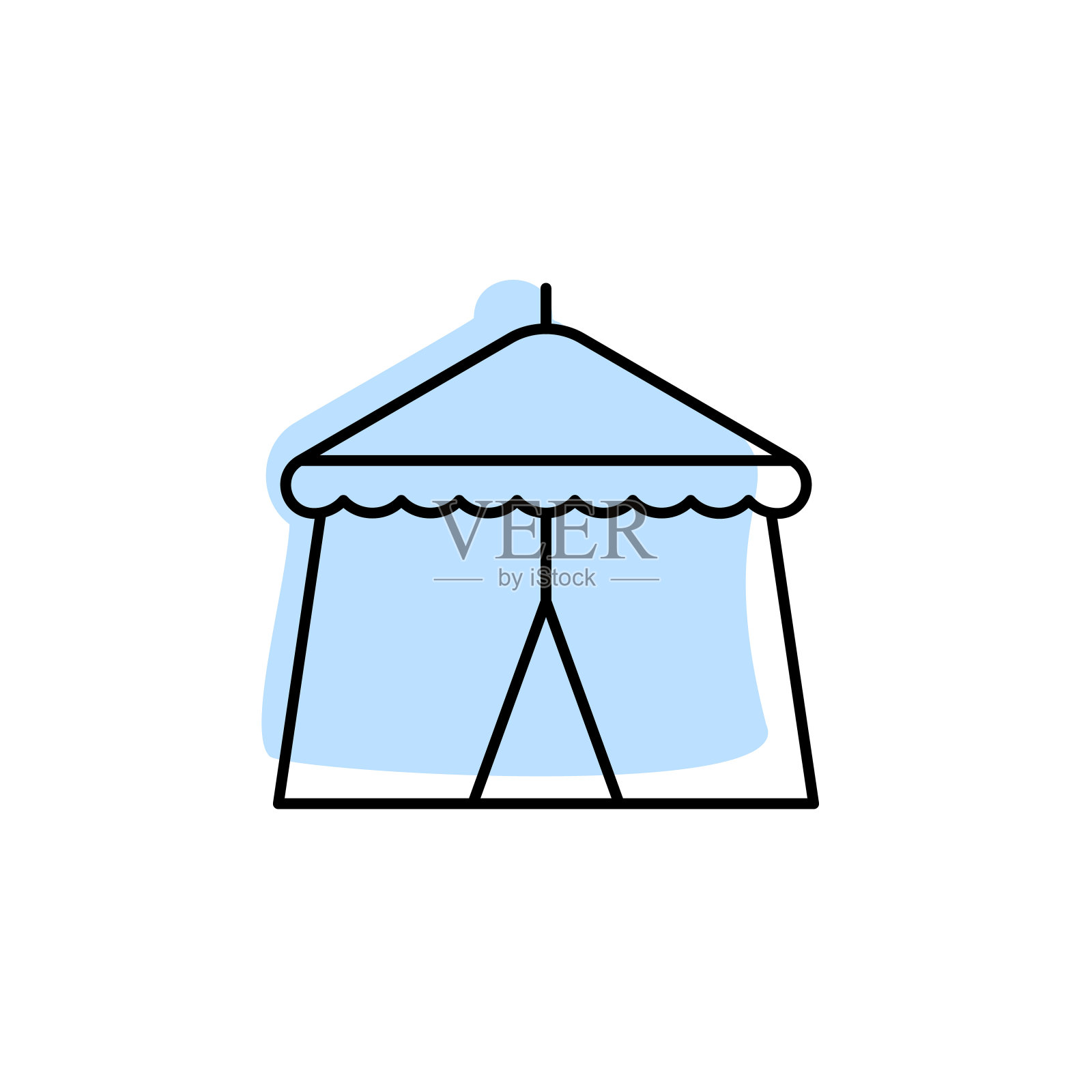 公园帐篷，马戏团与颜色阴影矢量图标在娱乐设置插画图片素材