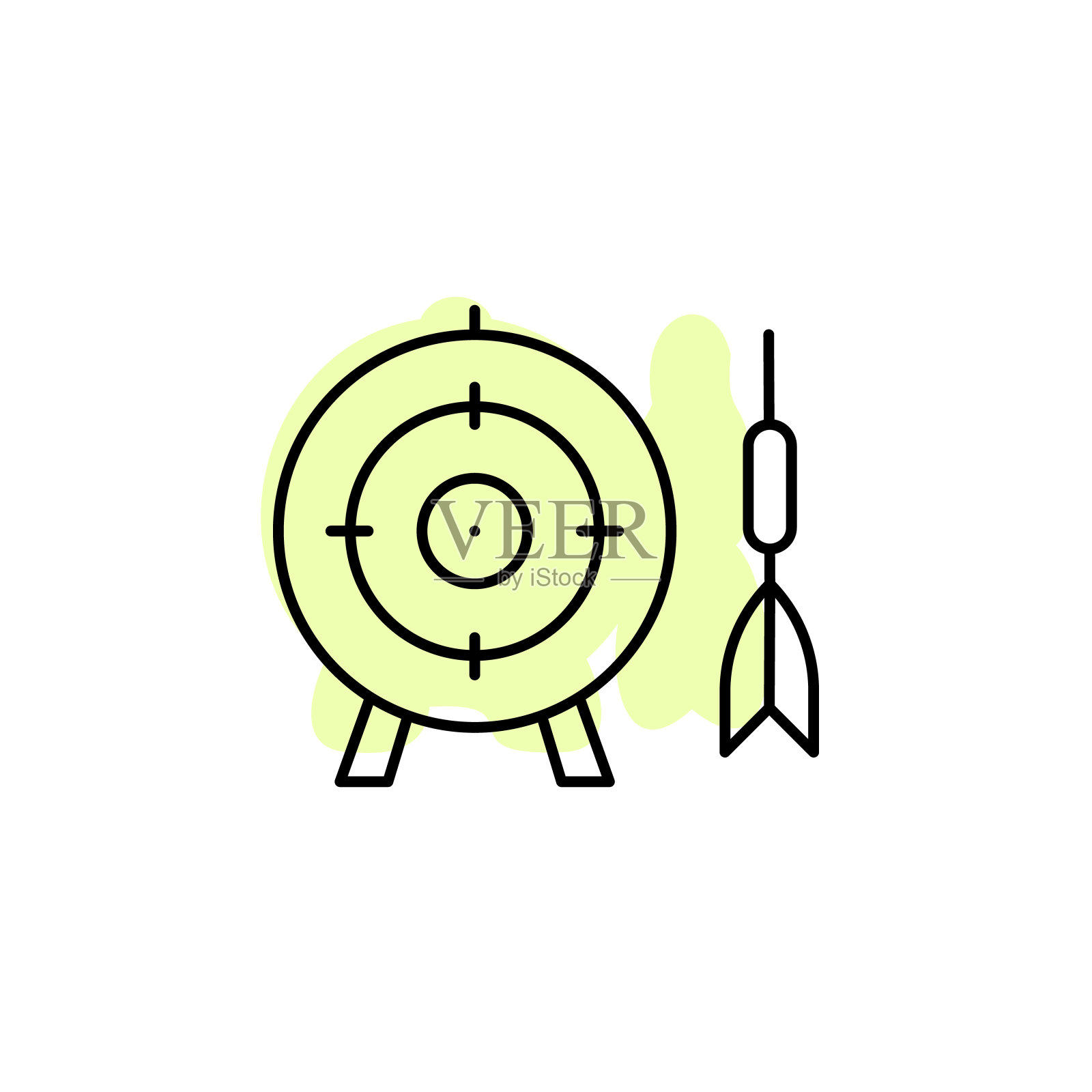 飞镖，靶心与彩色阴影矢量图标在娱乐设置设计元素图片