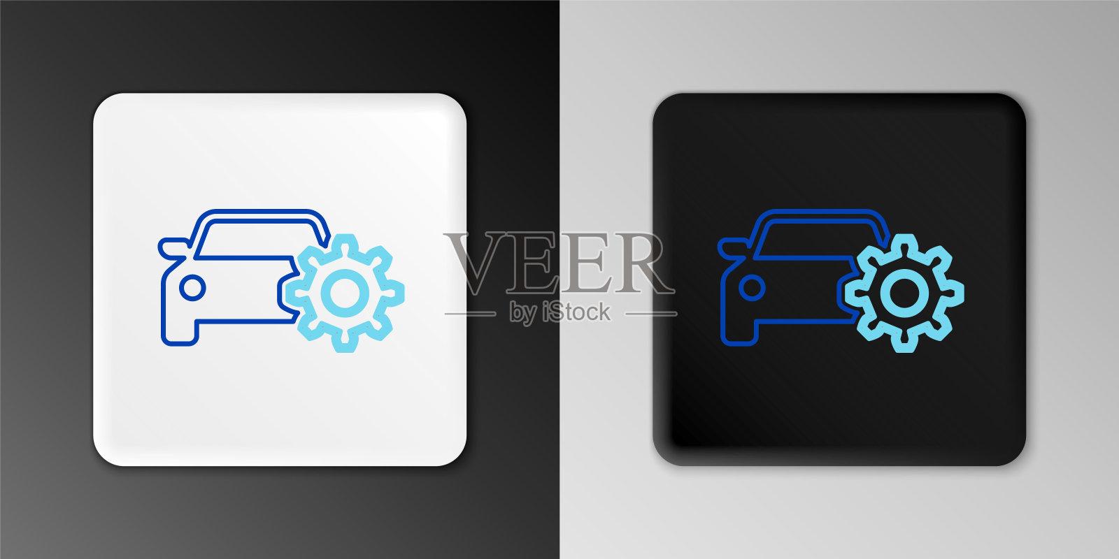 线车服务图标孤立在灰色背景。汽车修理工服务。机械服务。修理服务，汽车修理工。维修的迹象。色彩斑斓的轮廓的概念。向量图标素材