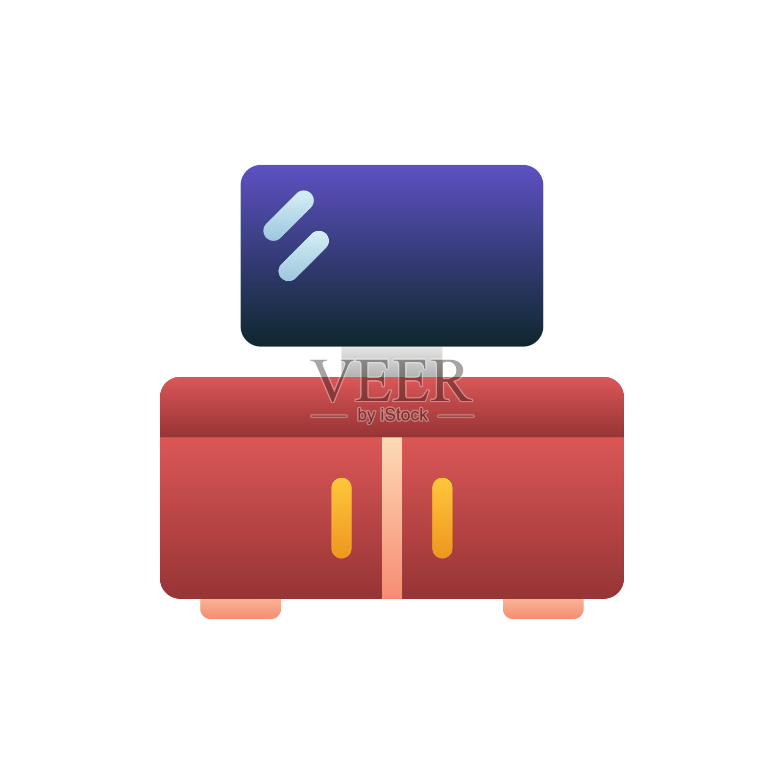 电视站矢量平面渐变图标风格插图。EPS 10个文件插画图片素材