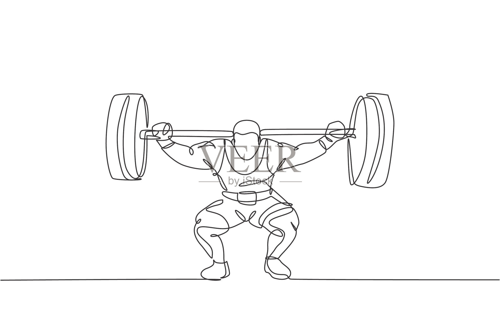 单线连续画年轻强壮设计元素图片