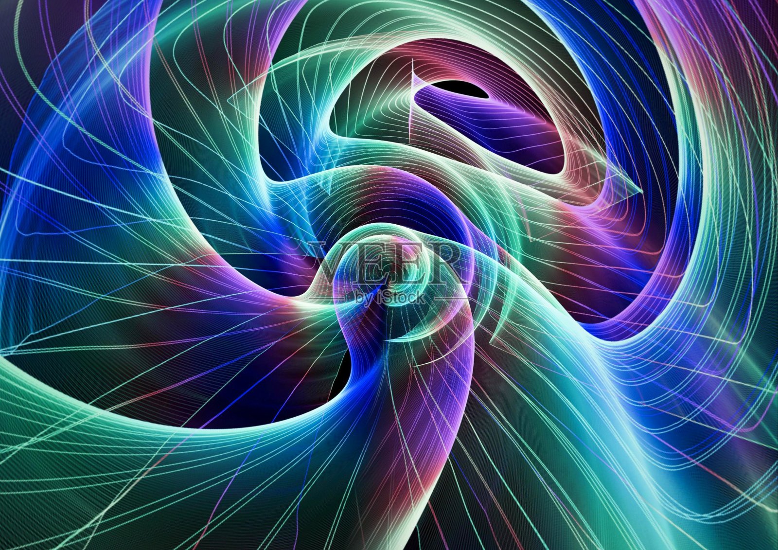 抽象光漩涡和黑色背景照片摄影图片