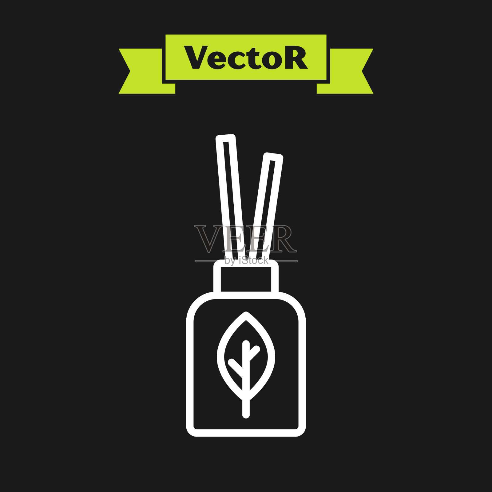 白色线香气扩散器图标孤立在黑色插画图片素材