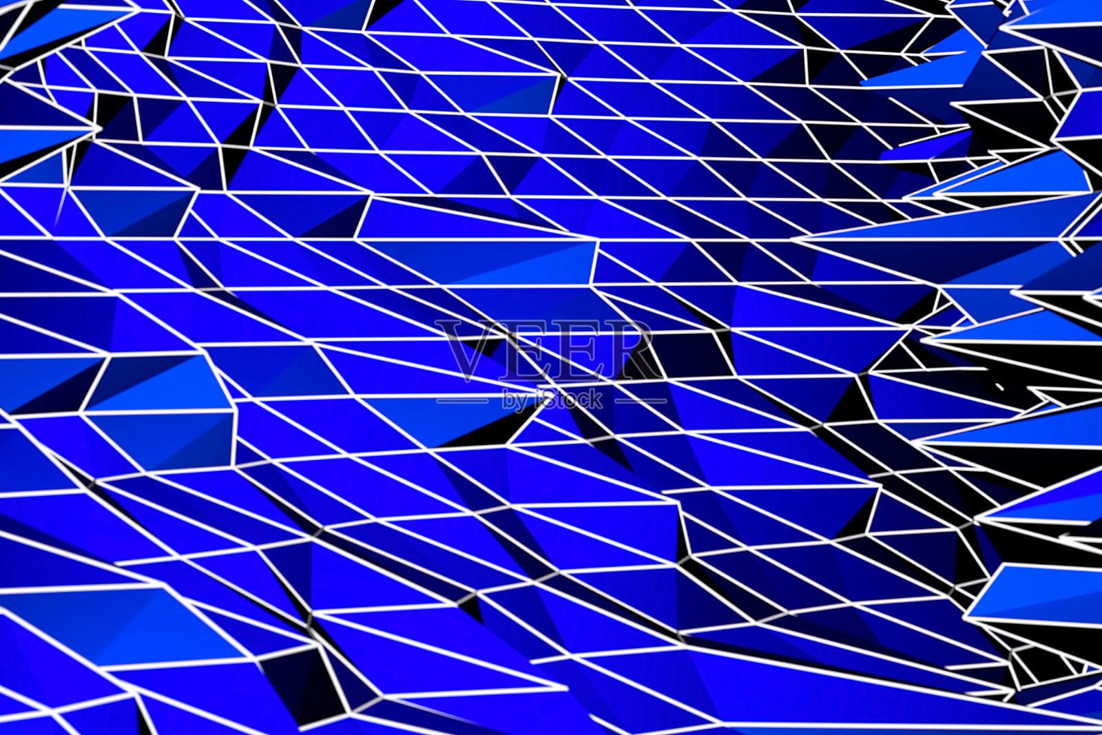 多边形抽象蓝色墙纸。低聚设计。照片摄影图片