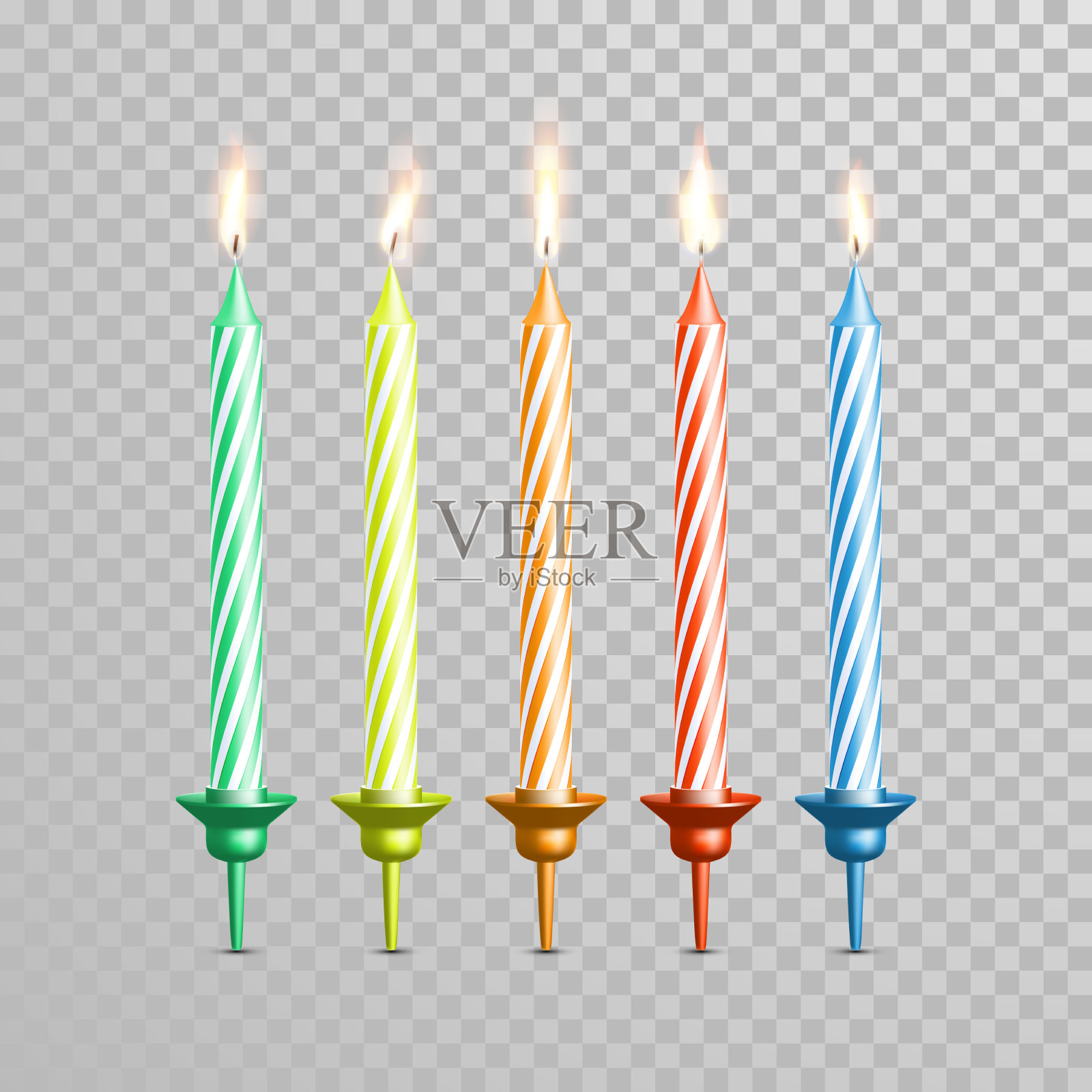 生日蜡烛为婚礼蛋糕彩色蜡烛套装插画图片素材