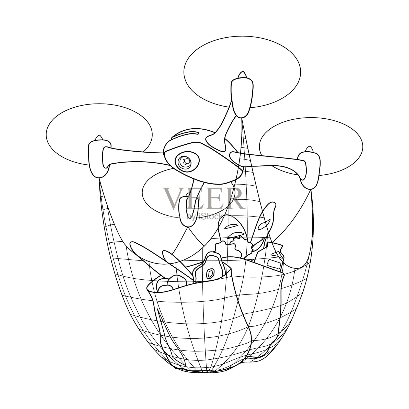 四轴飞行器邮政无人机递送服务专线设计元素图片