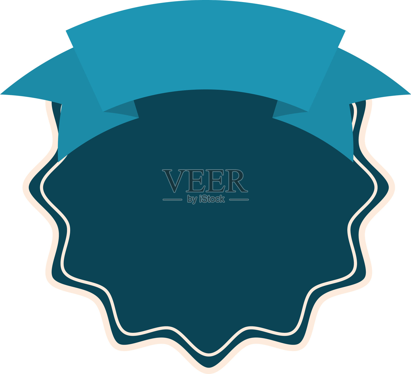 用蓝色缎带密封邮票插画图片素材