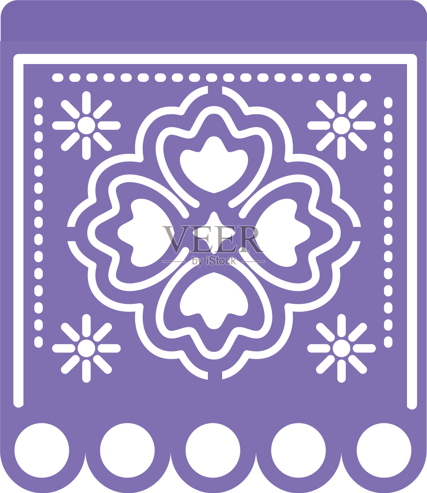 紫色的花环，白色上镶着三叶草插画图片素材