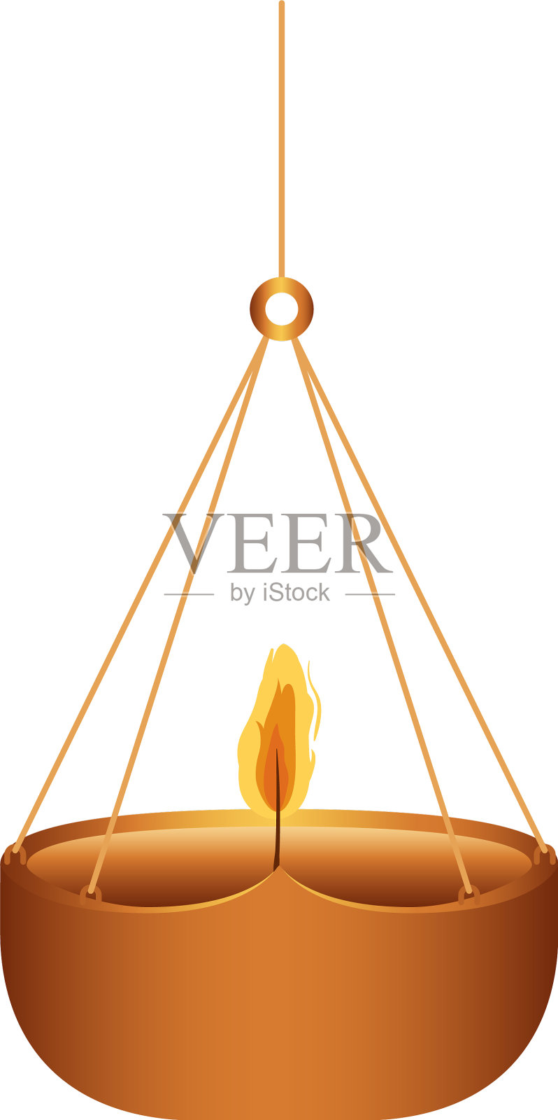 枝形吊灯上的蜡烛橙色和橙色插画图片素材