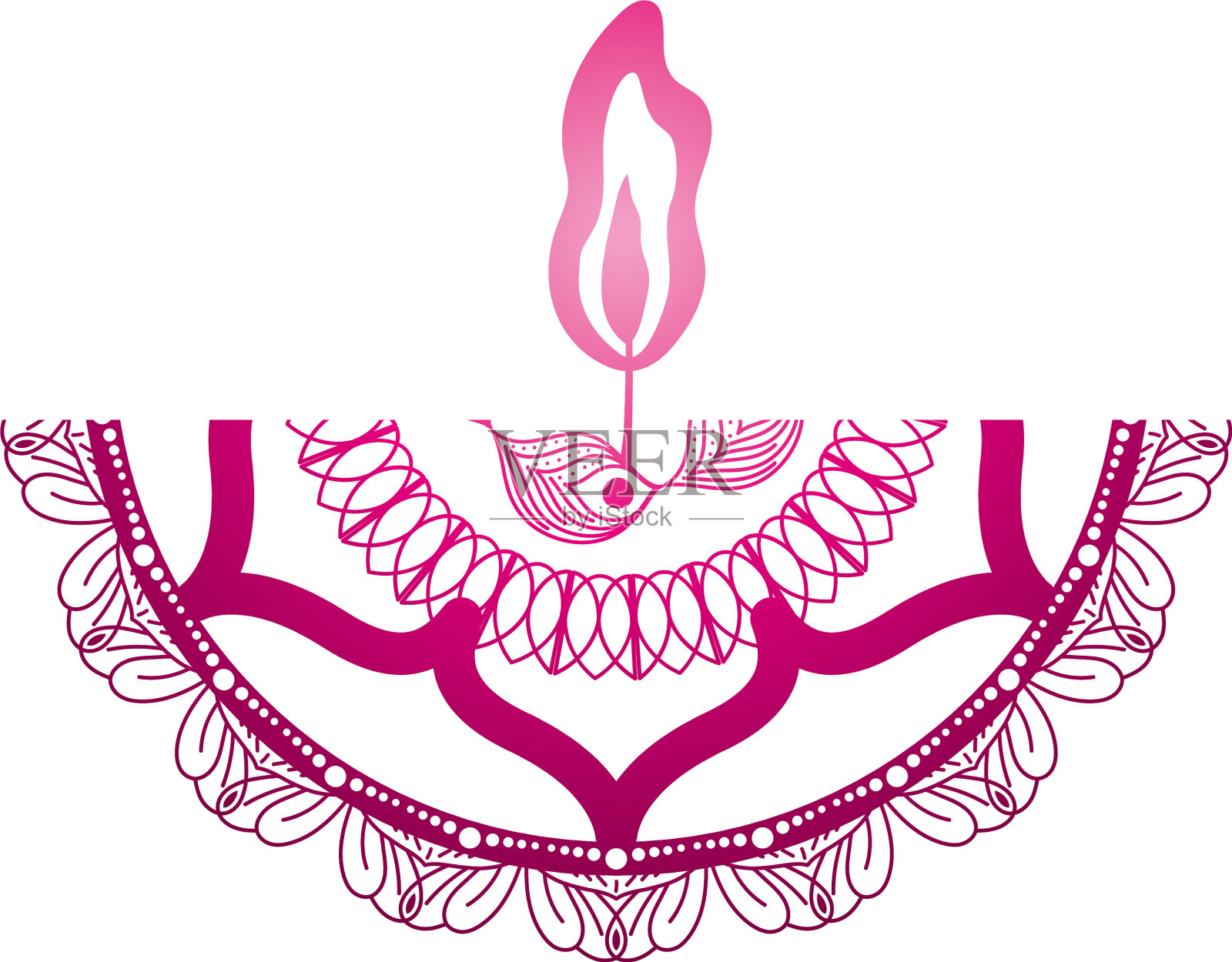 曼荼罗颜色深粉色和深粉色蜡烛插画图片素材
