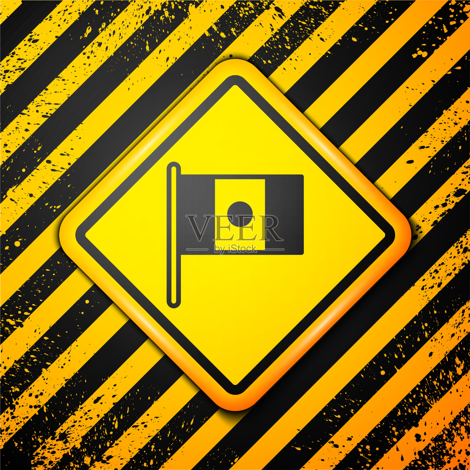 黑墨西哥国旗上的旗杆图标孤立插画图片素材