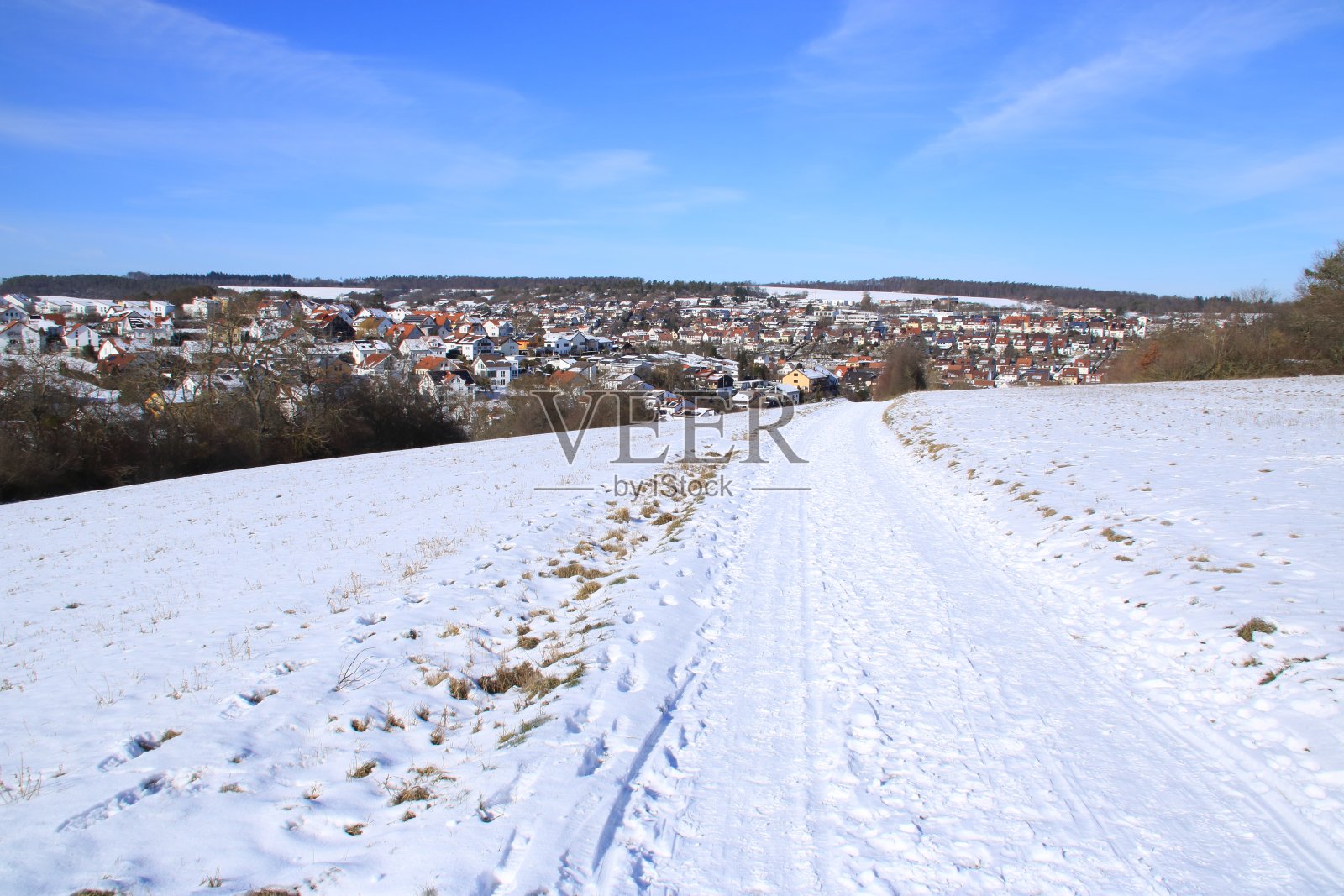 Weissach村在Heckengäu的冬天照片摄影图片