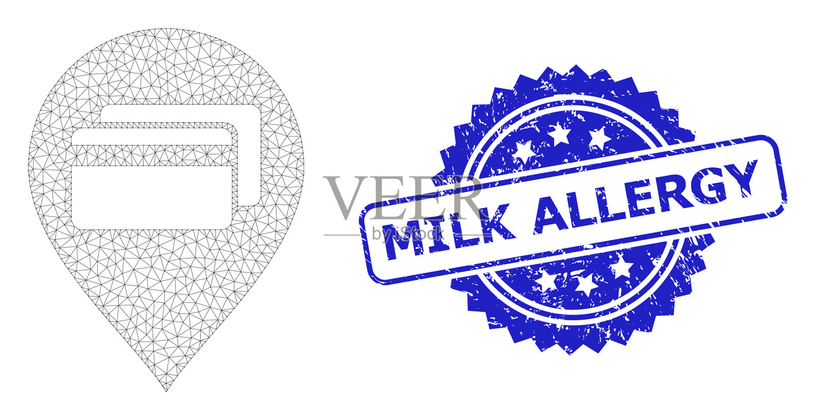 刮伤了牛奶过敏玫瑰花盖印章和网眼插画图片素材