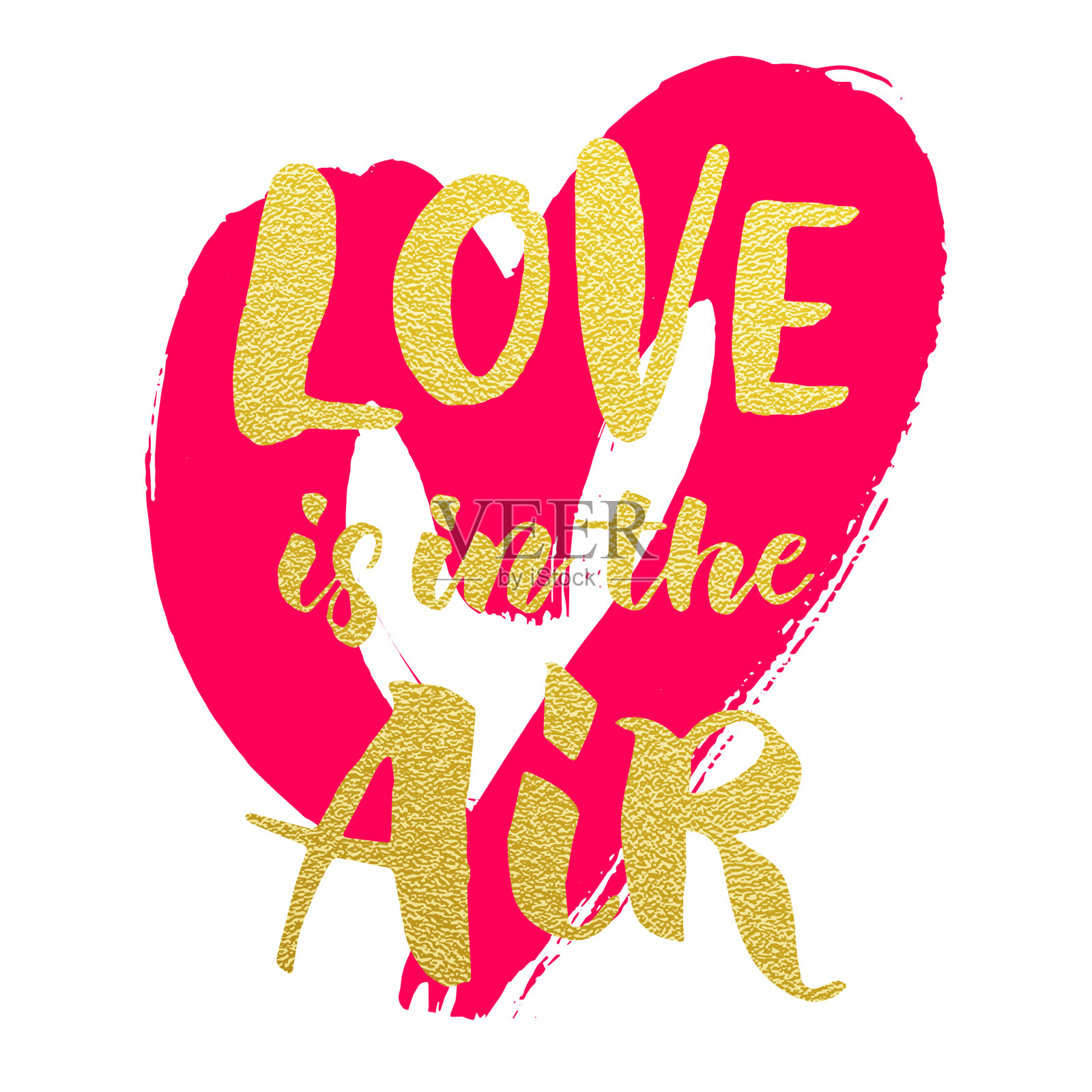 爱情情人心金卡文字插画图片素材