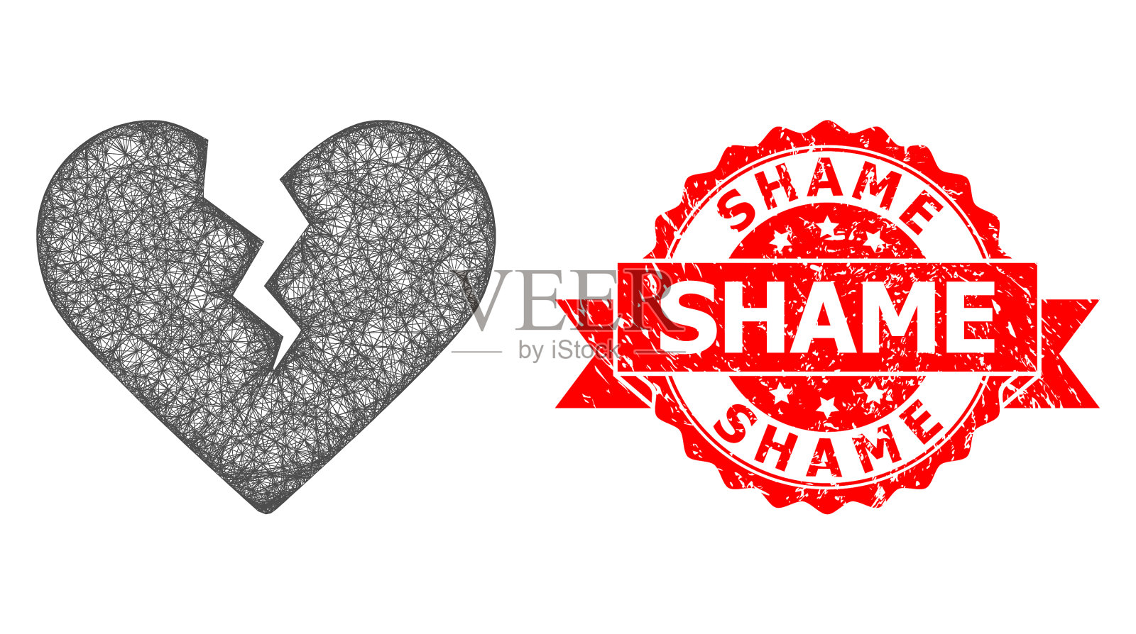 橡胶耻辱印章和孵化离婚心图标插画图片素材