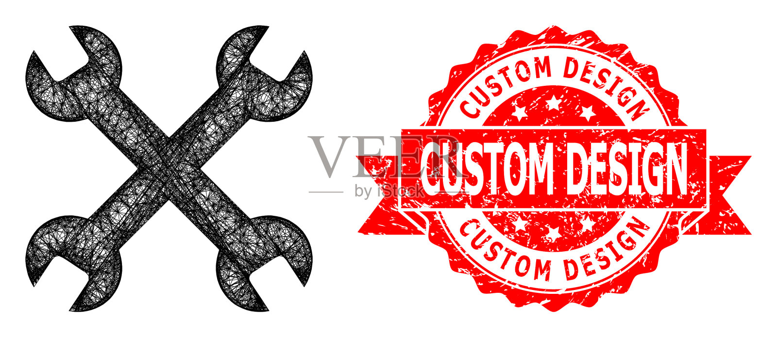 纹理定制设计邮票印章和线性图标素材