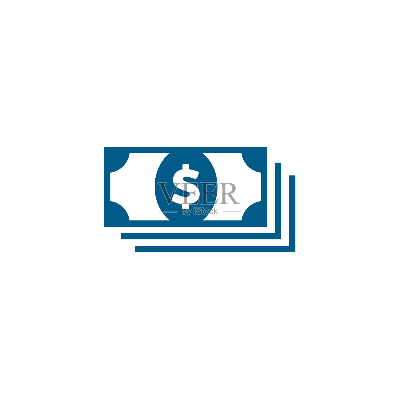 钱蓝色图标在白色背景蓝色平坦插画图片素材