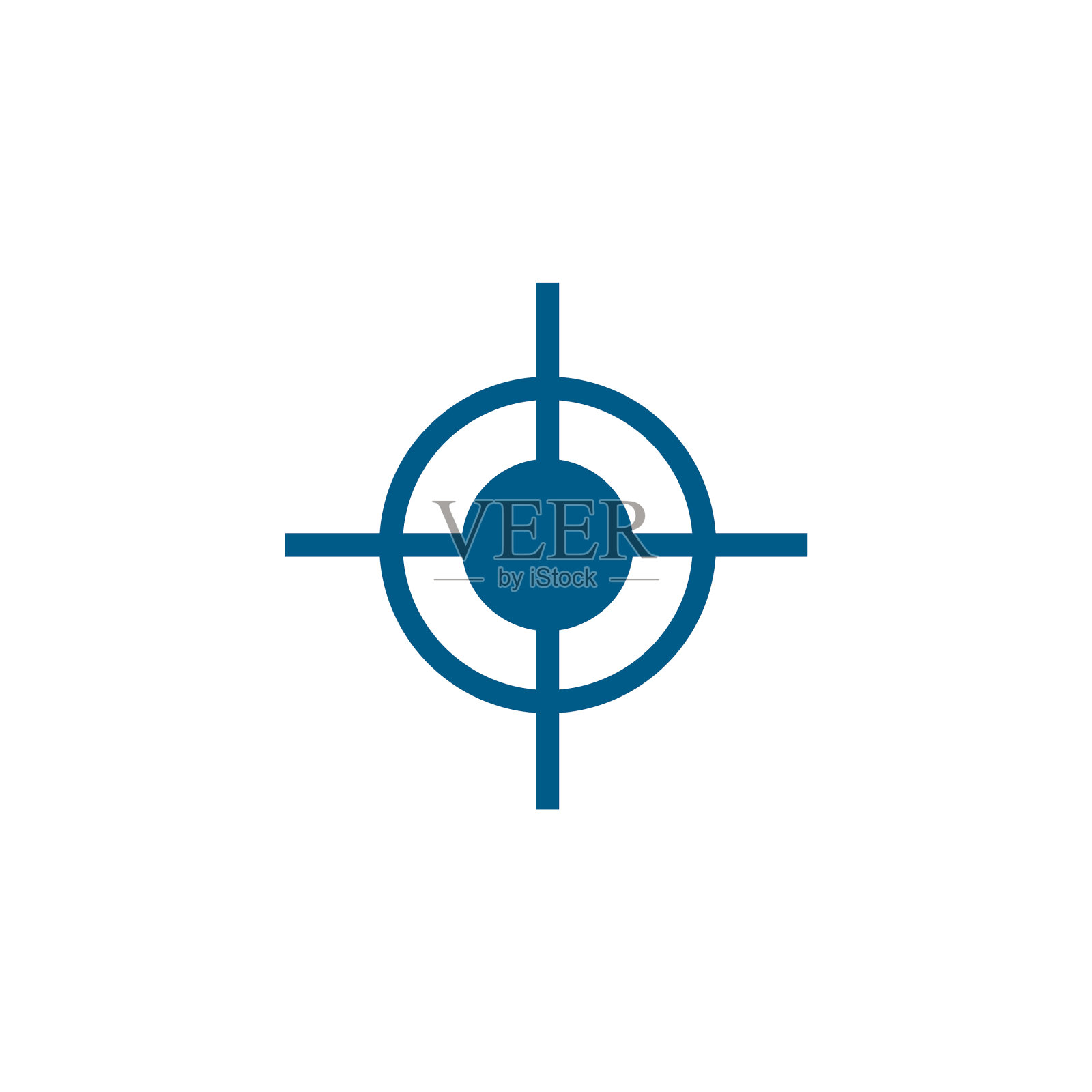 目标蓝色图标在白色背景蓝色平坦插画图片素材