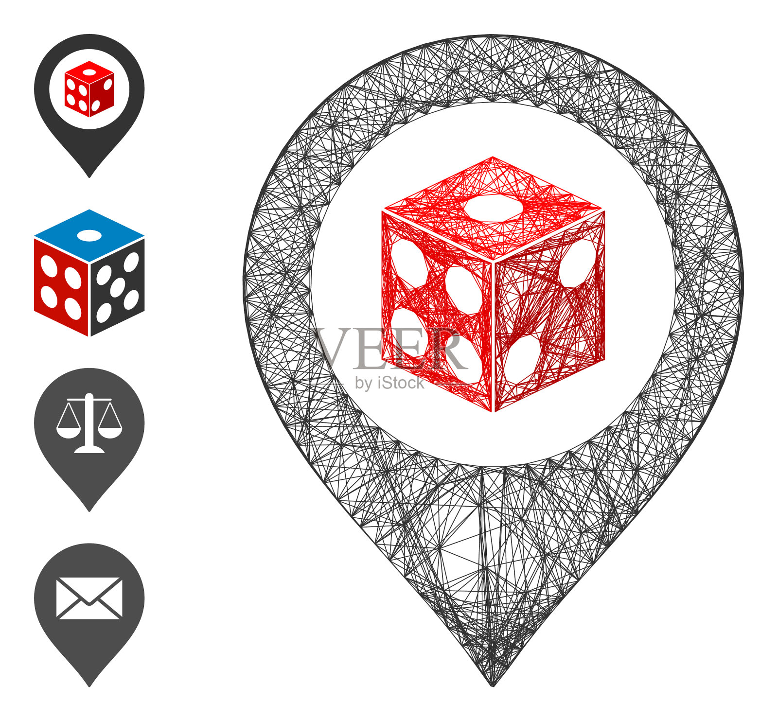 阴影骰子地图指针网格插画图片素材