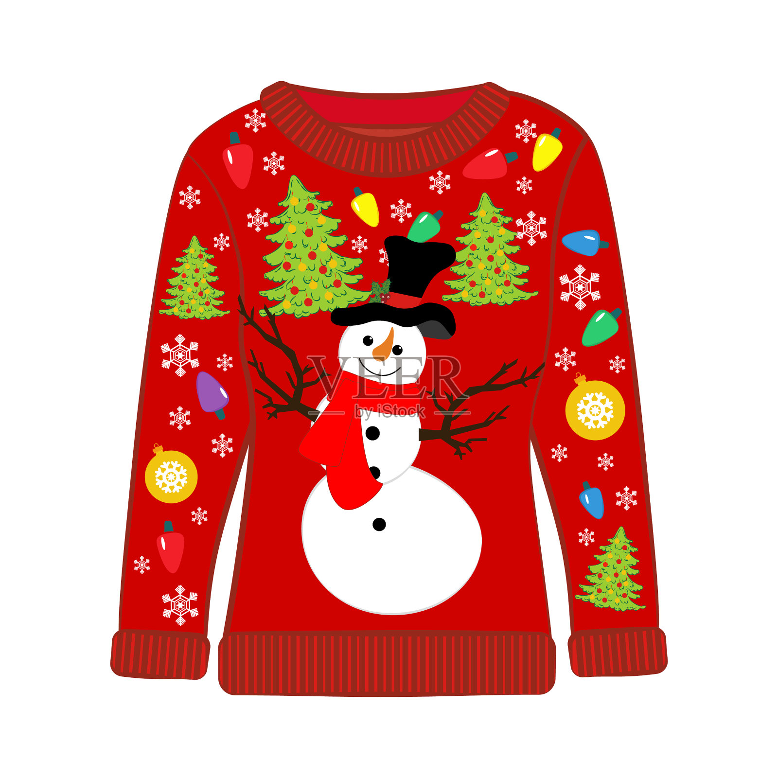 圣诞节丑陋的毛衣和雪人设计元素图片