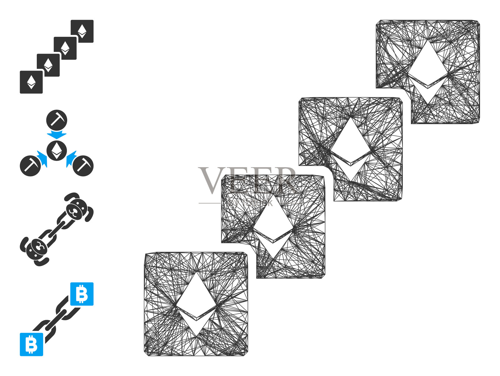 线性以太坊区块链网格插画图片素材