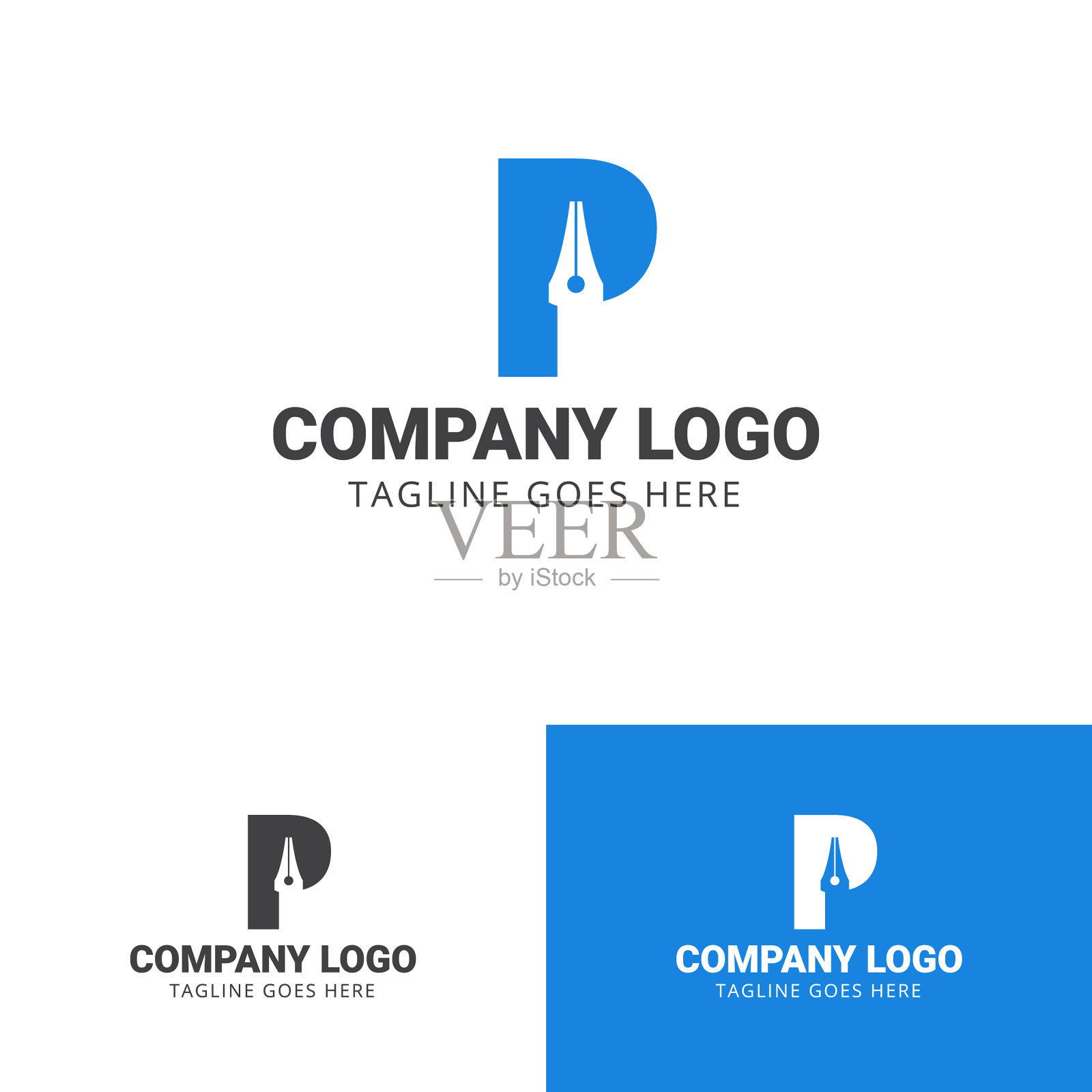 P型钢笔羽毛铅笔书写标志设计插画图片素材