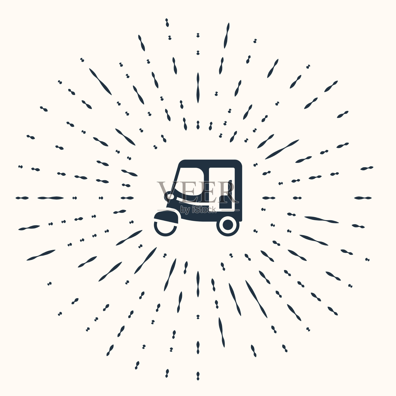 灰色出租车嘟嘟车图标孤立在米色插画图片素材