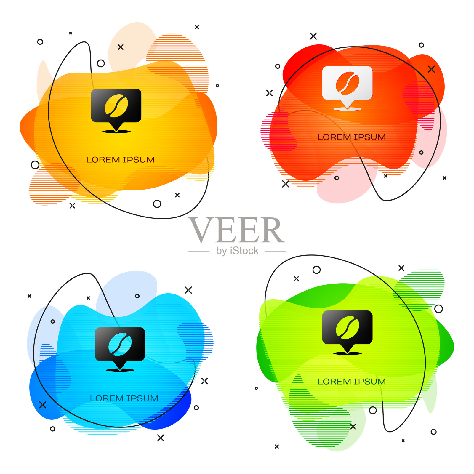 黑色位置与咖啡豆图标隔离插画图片素材