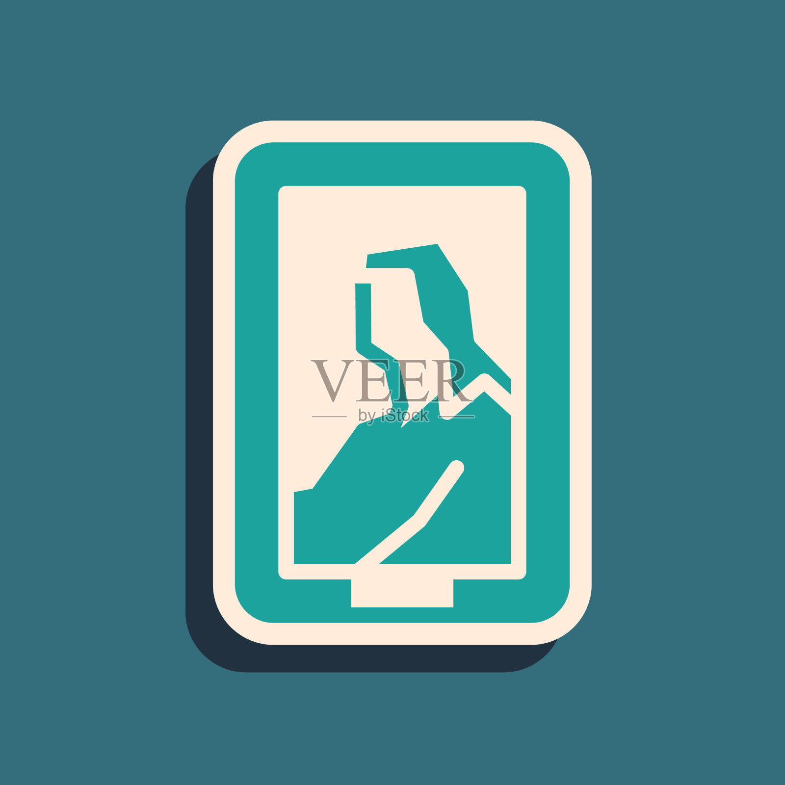 绿色肖像图片在博物馆图标孤立上插画图片素材