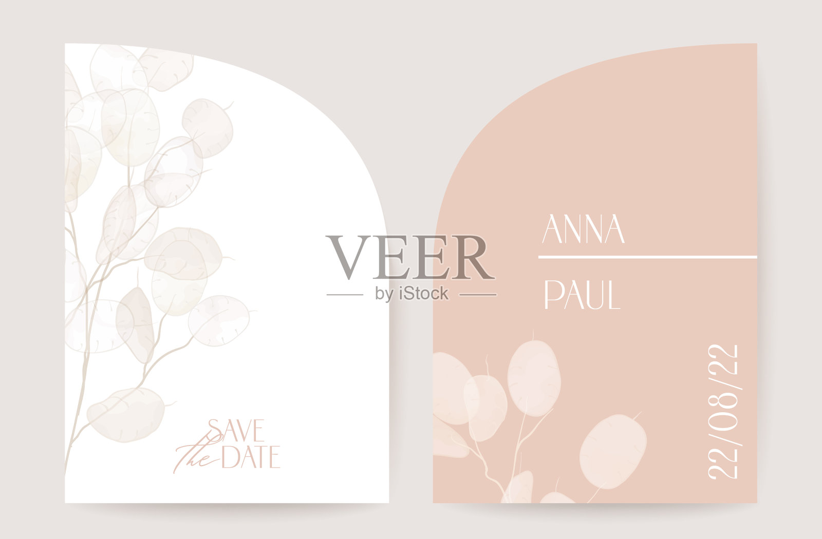 现代极简装饰艺术婚礼邀请插画图片素材