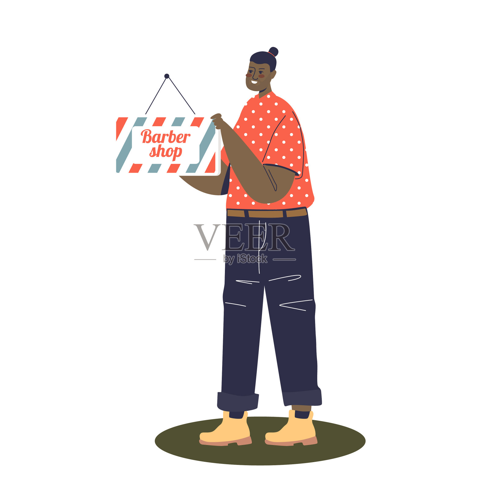 理发店女工人举着招牌设计元素图片