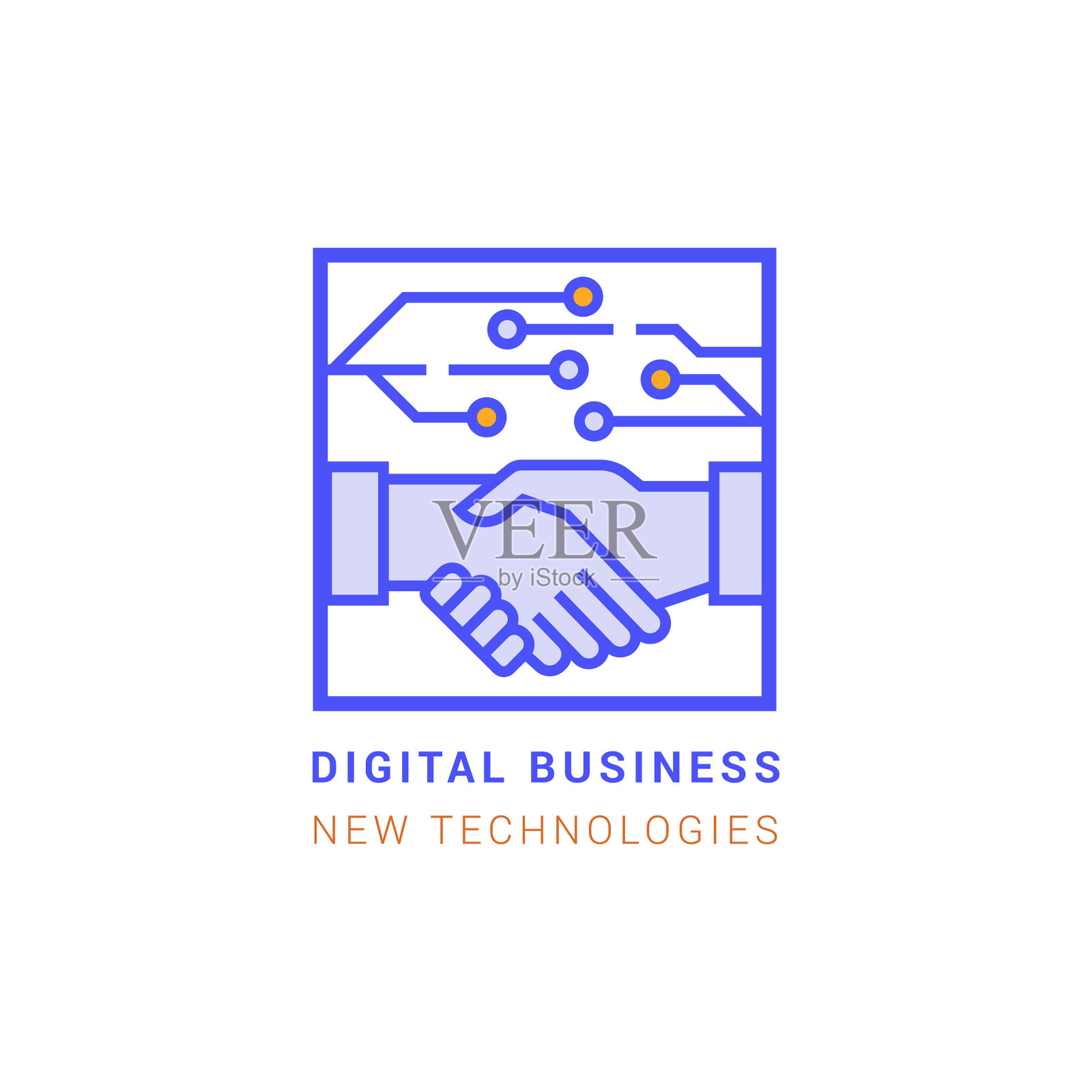 一个线性标志的数字业务和插画图片素材