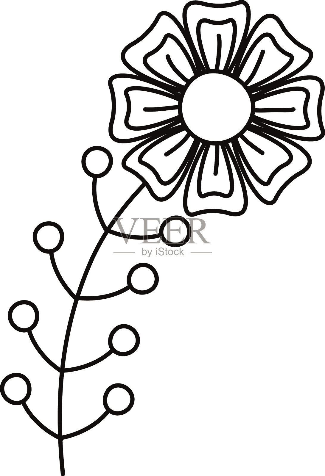 美丽的花园与茎和种子线设计元素图片