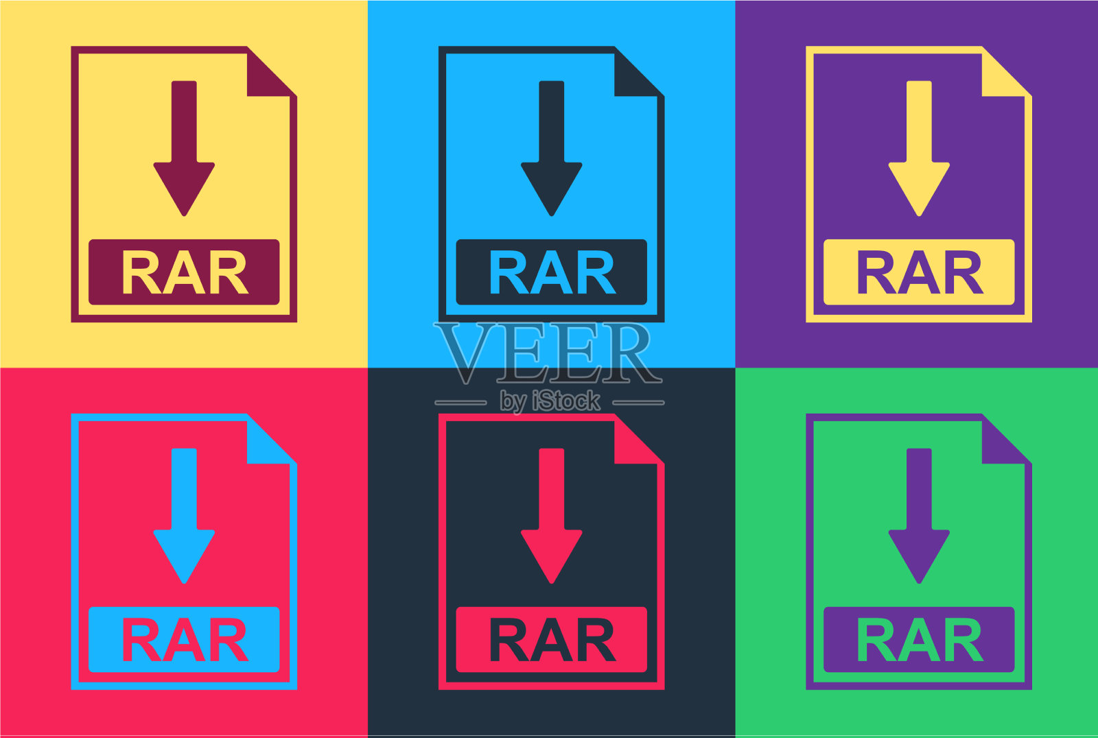 Pop art rar file文件图标下载rar插画图片素材