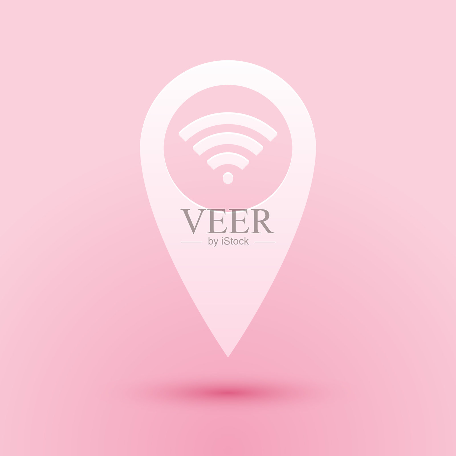 剪纸指针地图与wifi网络信号插画图片素材