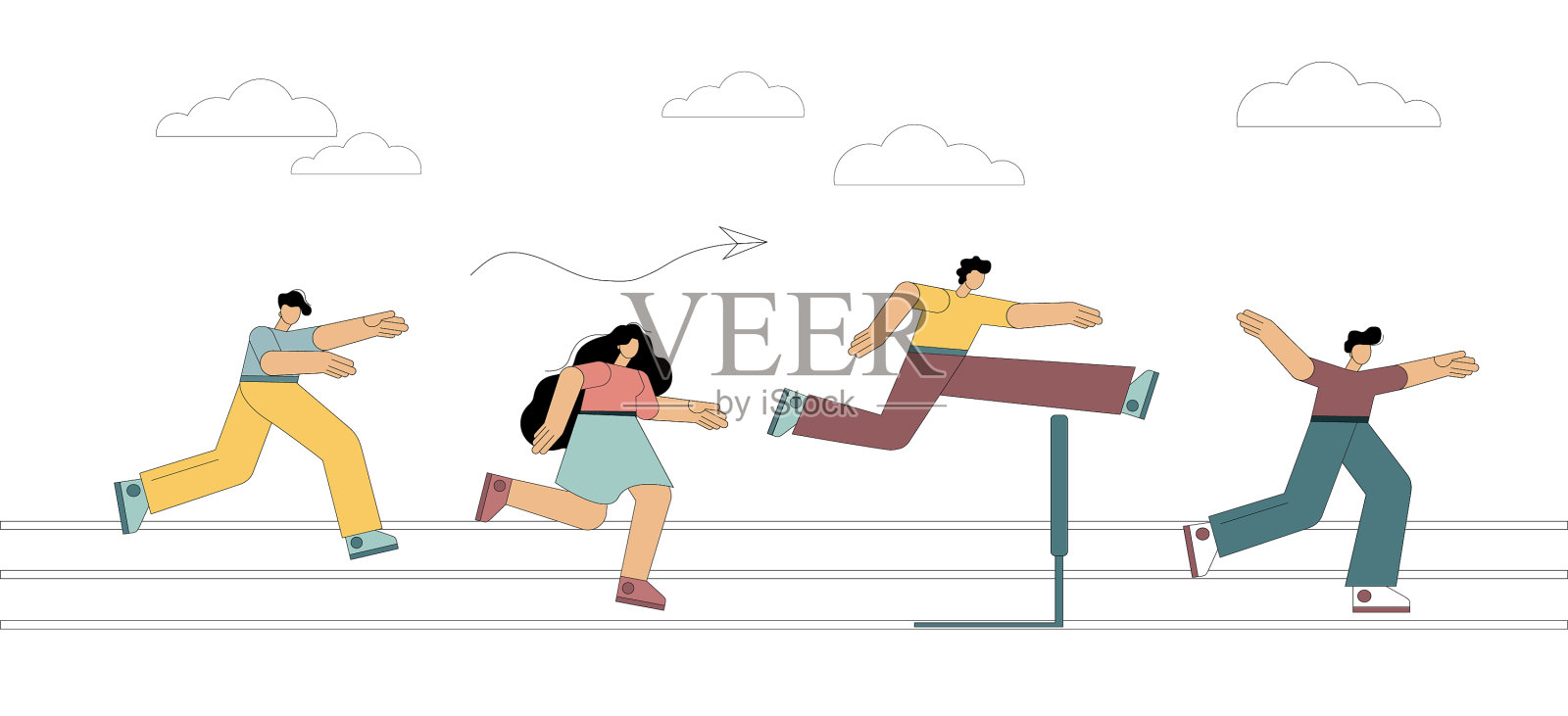 运行与障碍插画图片素材