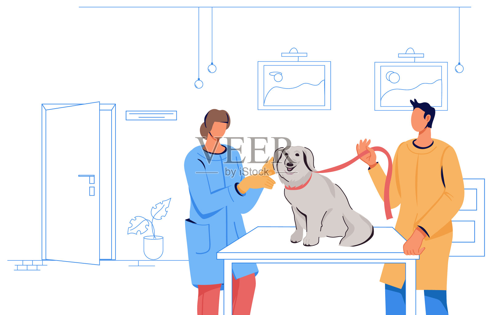 兽医为生病的狗做检查设计元素图片