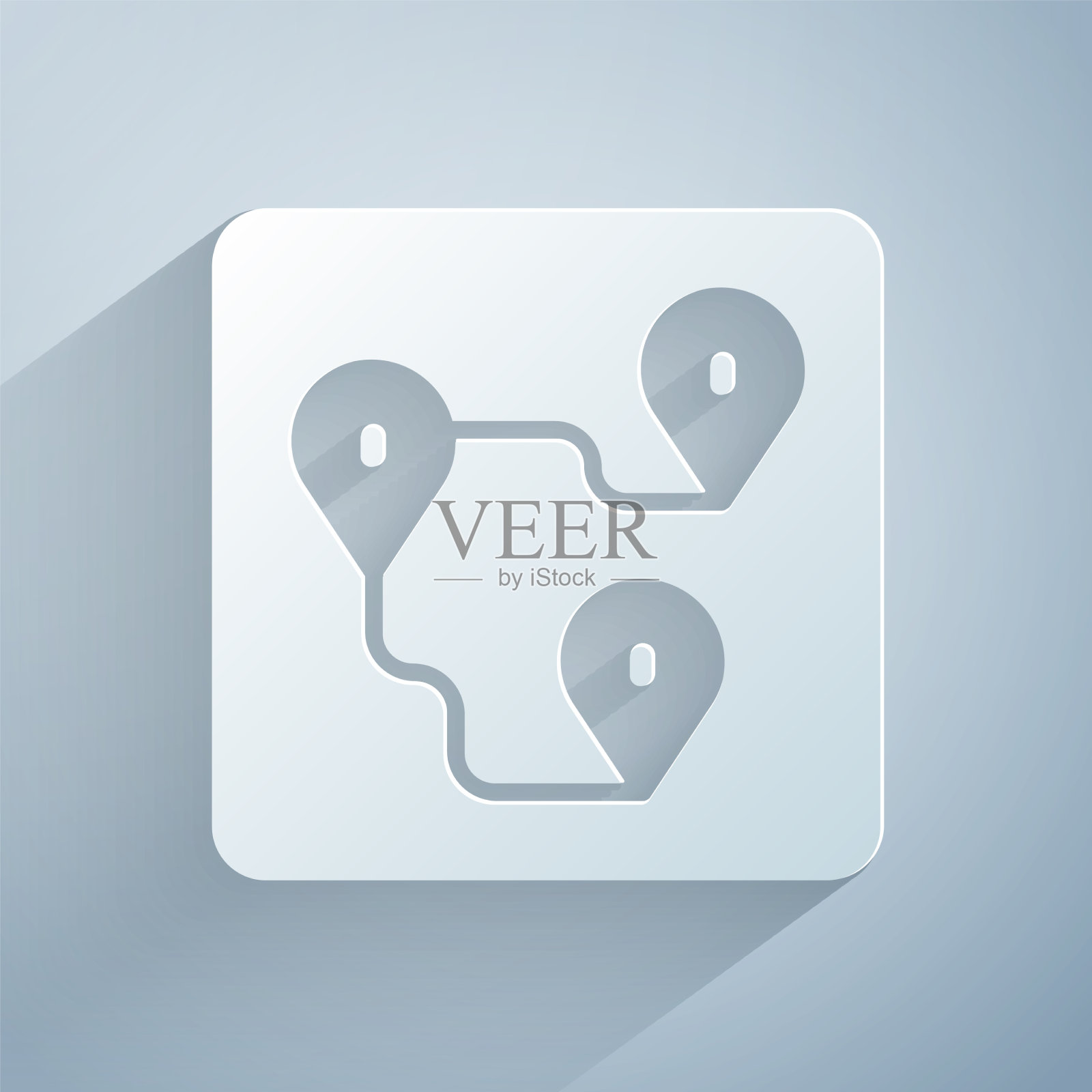 剪纸路线位置图标孤立在灰色图标素材