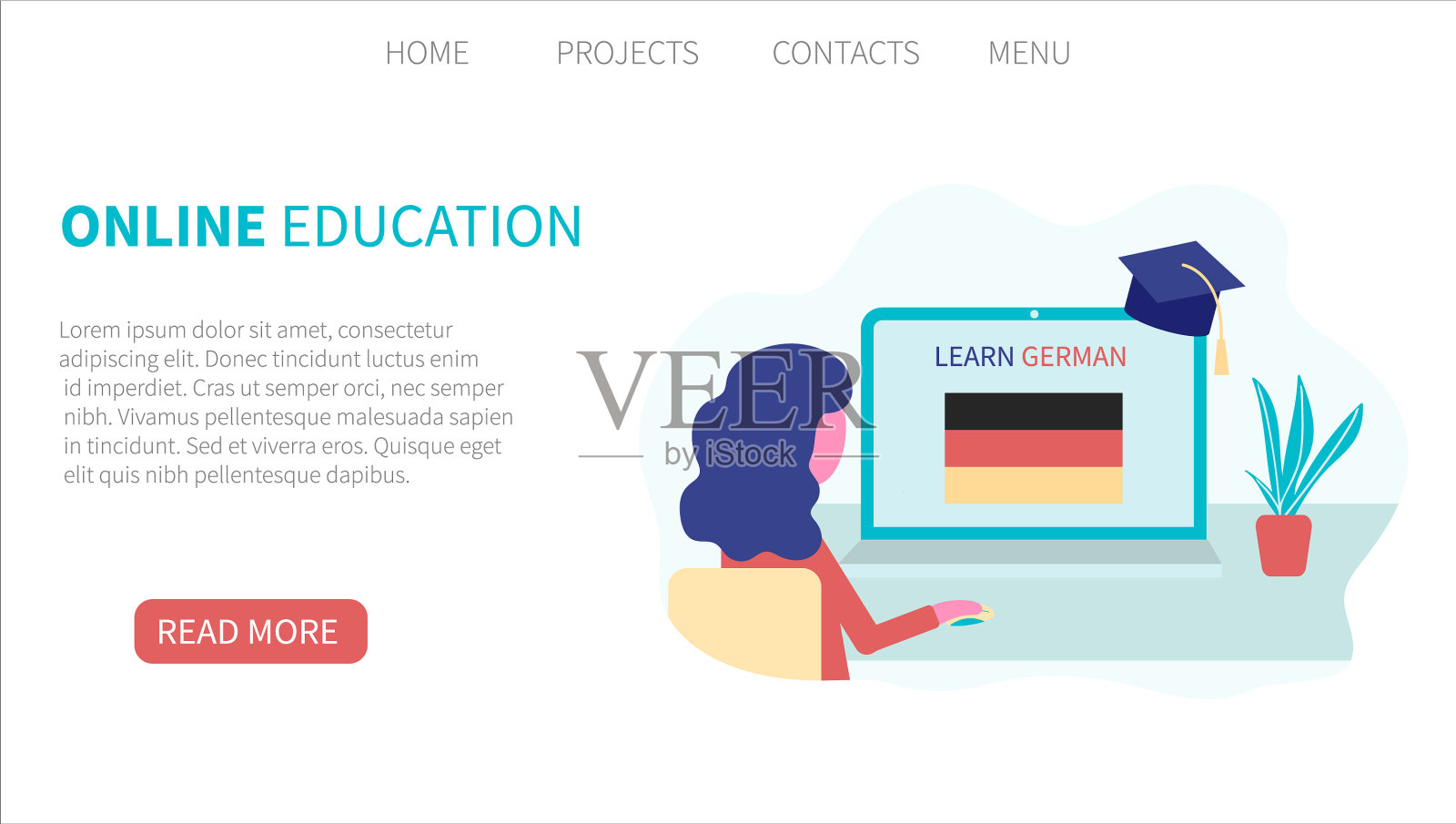 登陆页面模板在线德语学习设计模板素材
