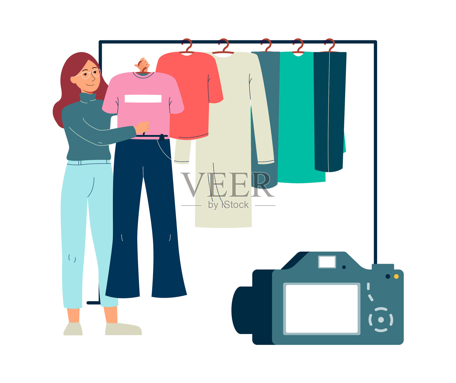 时尚博主领先视频直播平面设计元素图片