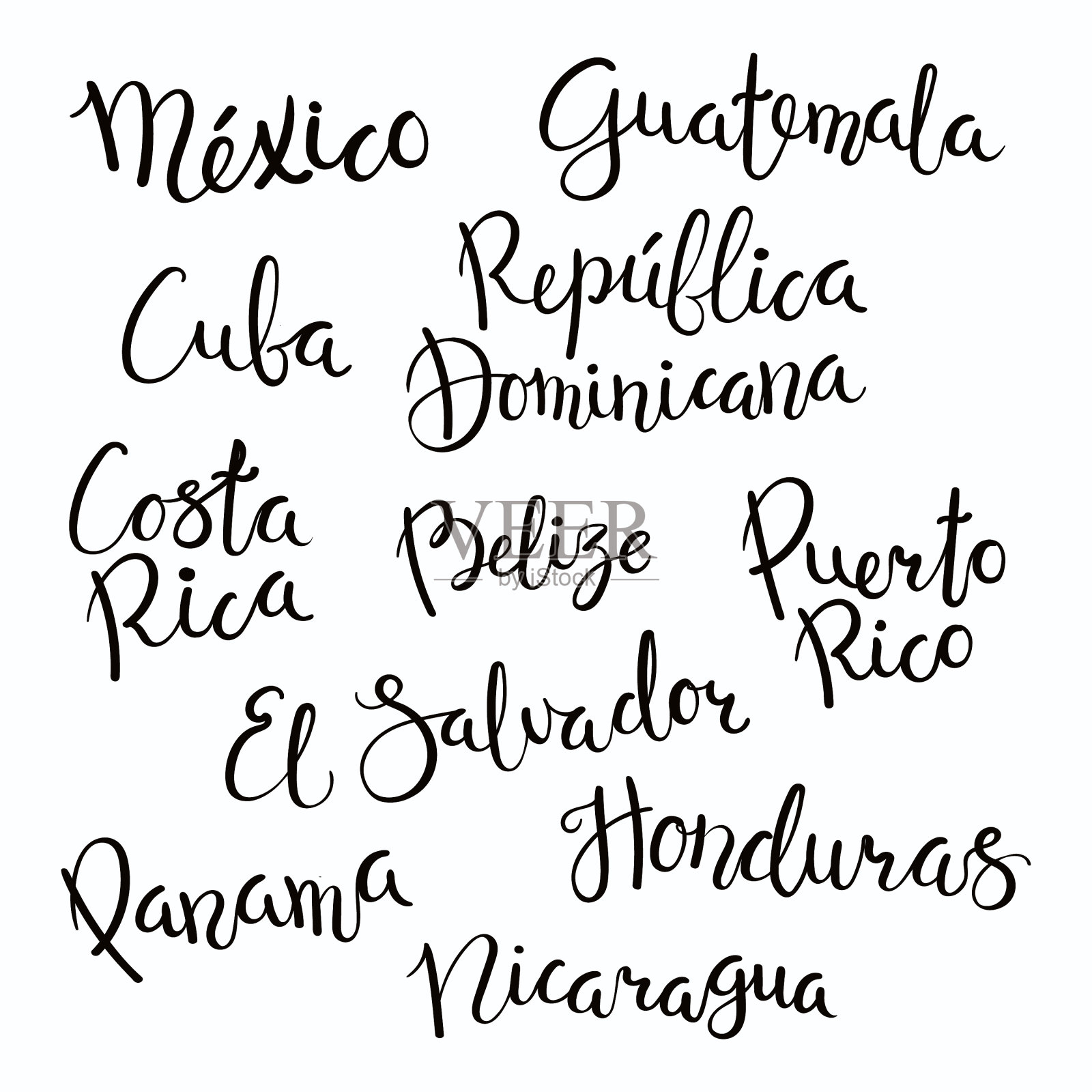 中美洲国家的文字设计元素图片