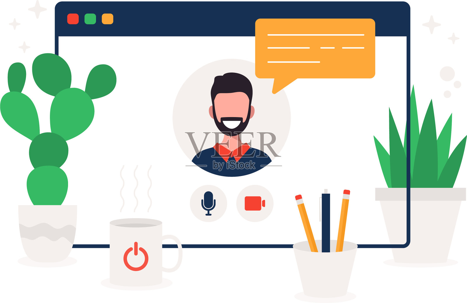 女商人在视频通话业务中聊天插画图片素材