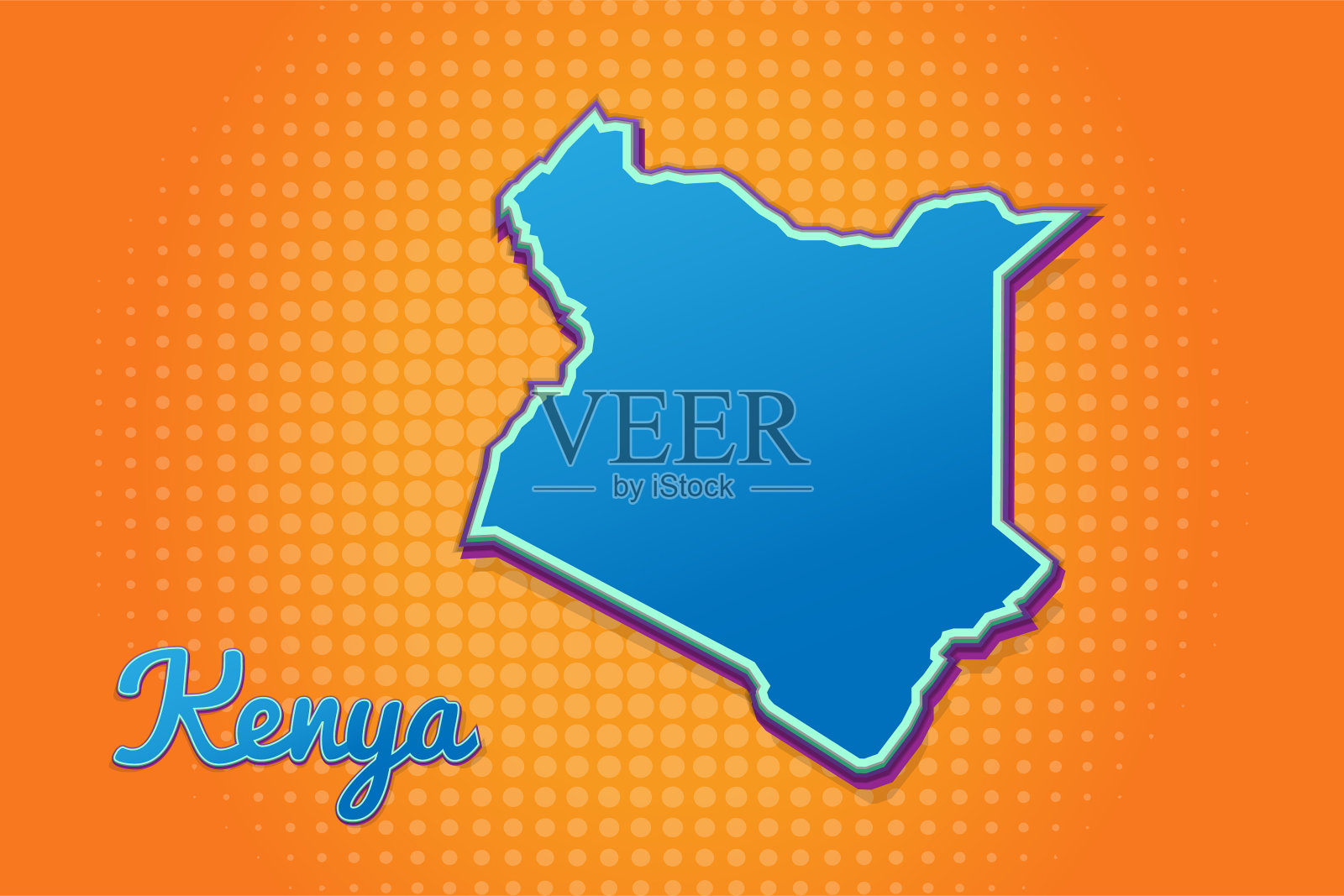 复古地图肯尼亚与半色调的背景插画图片素材