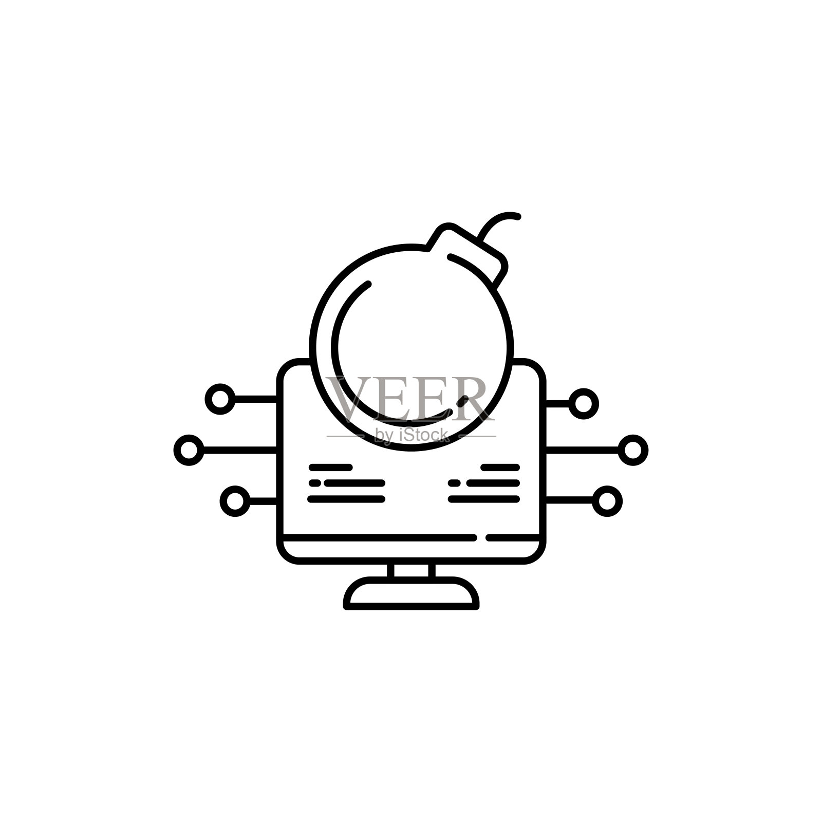 电子威胁色线图标。象形文字用于网页、手机应用、促销。插画图片素材