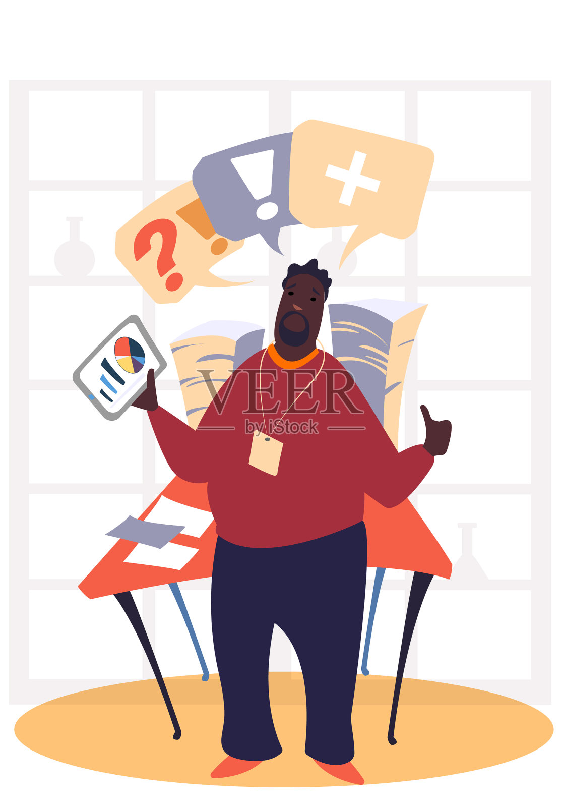 一个脖子上戴着徽章的男人男性雇员插画图片素材