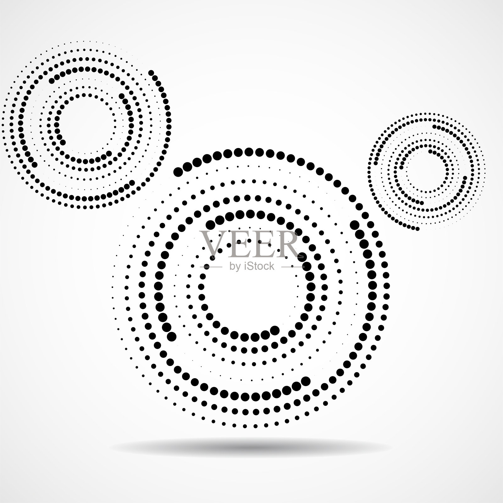 抽象的虚线圆，标志内带阴影。圆点是圆形的。半色调效果，设计元素插画图片素材
