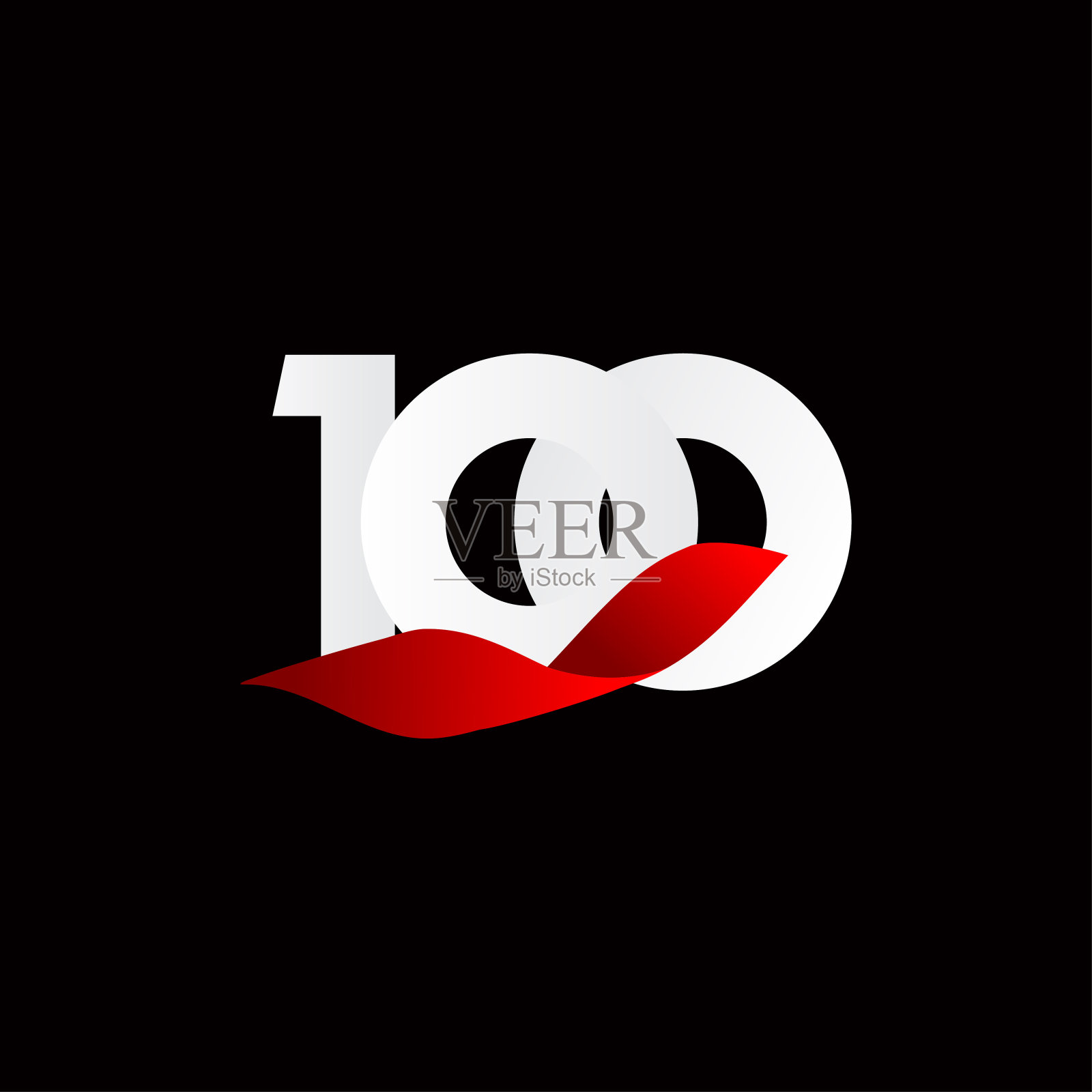 100周年纪念白色庆祝矢量模板设计插图