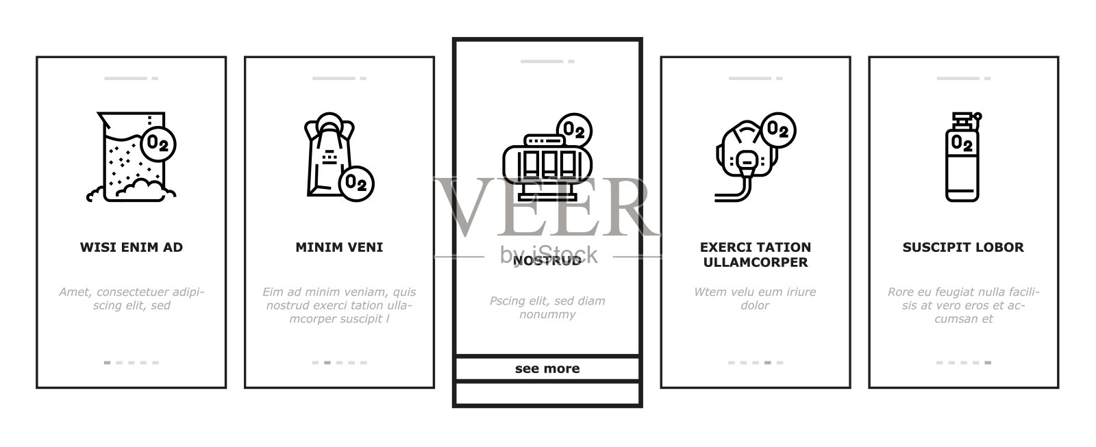 氧O2化学加载图标设置矢量插画图片素材